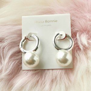 Alicia Bonnie silver Everly white pearl Drop Earrings